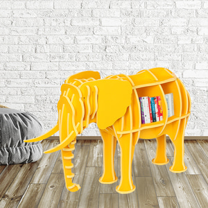 DIY 코끼리 동물모형 선반 책장(80x50cm) (엘로우)