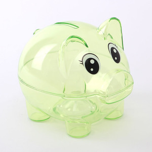 초록색 투명 돼지저금통 용돈저축 동전저금통