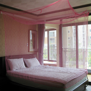 심플 사각 모기장(핑크)(대) 침대모기장