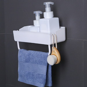 접착식 수건걸이 욕실선반(화이트) 무타공 화장실선반